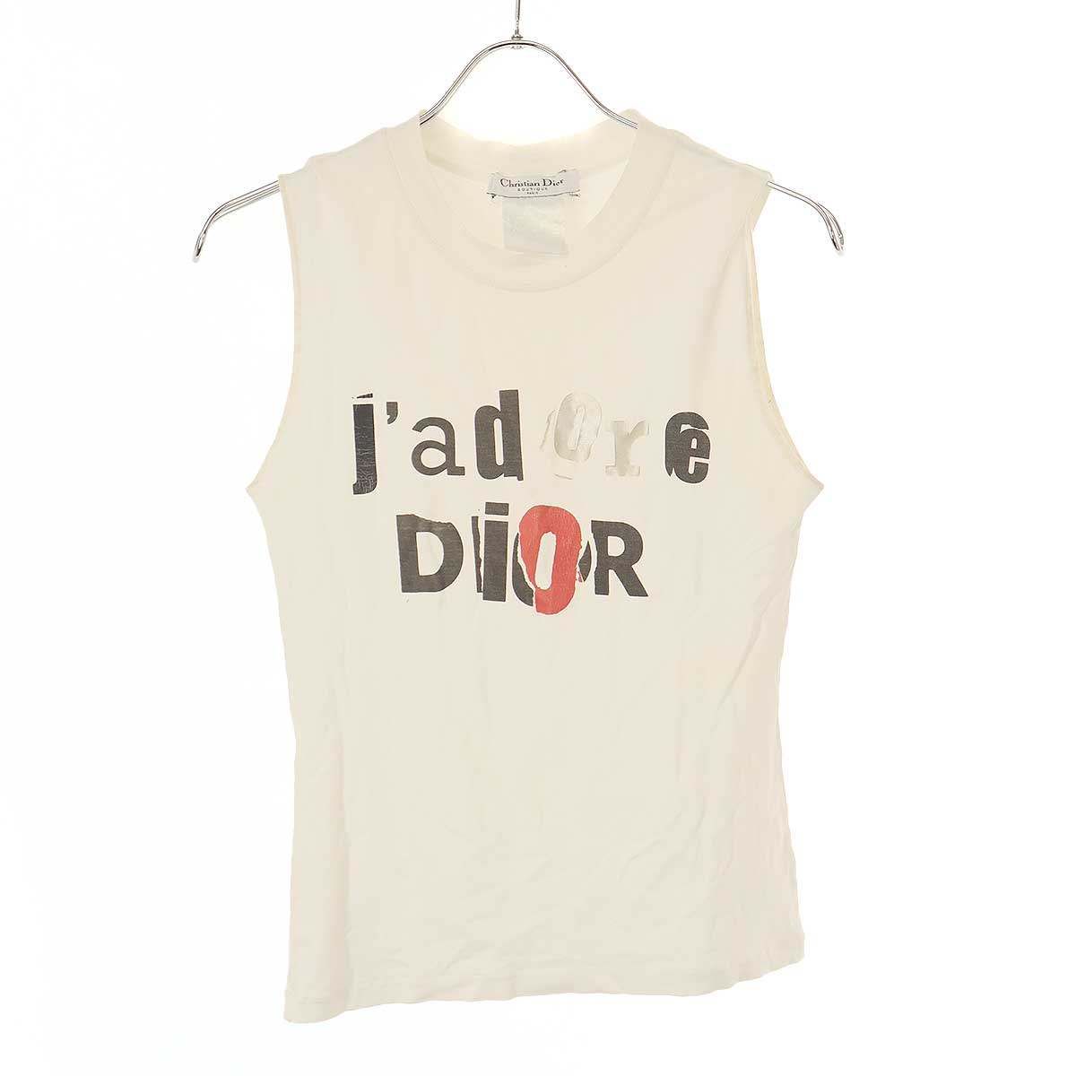 Christian Dior クリスチャンディオール 2003 J'adore Dior Logo Tank Top ロゴプリントタンクトップ  3E16155302 ホワイト 36｜代購幫