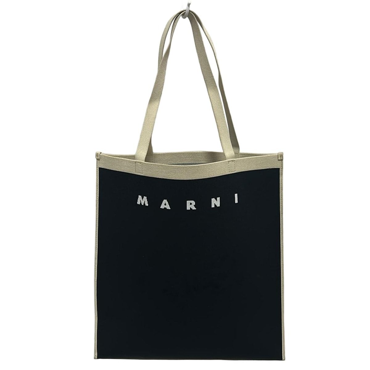 MARNI トートバッグ 黒/ベージュ MARNI(マルニ) トートバッグ - 黒×ベージュ×白 マチなし - メルカリ
