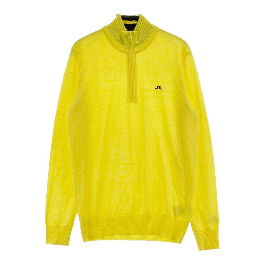 J.LINDEBERG ジェイリンドバーグ ハーフジップ ニットセーター イエロー系 M [240101360466] ゴルフウェア メンズ サイズ：M J.LINDEBERG ジェイリンドバーグ ハーフジップ ニット