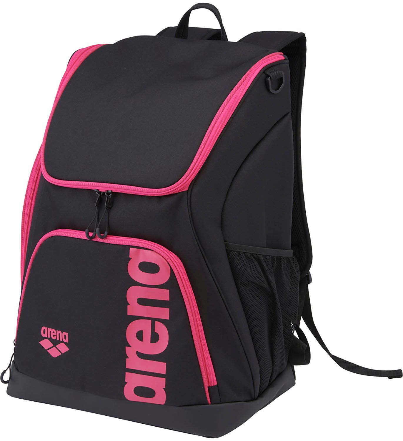 アリーナ arena スイミング バックパック 競泳 プール デイパック リュック クラブ チーム 部活 ジム トレーニング カバン 水泳用品 通学 部活 35L 収納 メッシュポケット 撥水 AS5SBP11U BKPK ブラック×ピンク