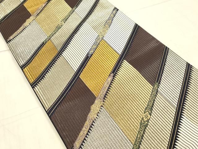 平和屋着物○六通柄袋帯 洛中秘蔵鎧文 金銀糸 正絹 逸品 DAAW4263cm