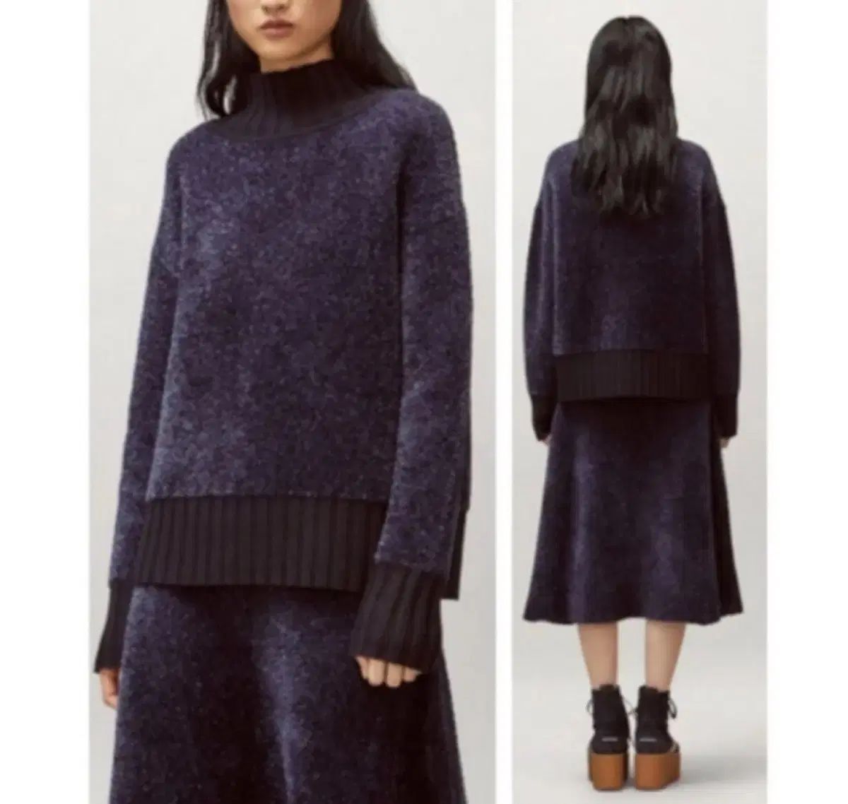 トリーバーチ ネイビー 톤 ニット スカート セットアップ