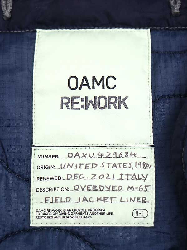 OAMC オーエーエムシー 22AW RE:WORK キルティングベスト ブルー OAMC オーエーエムシー 22AW RE:WORK キルティングベスト ブルー