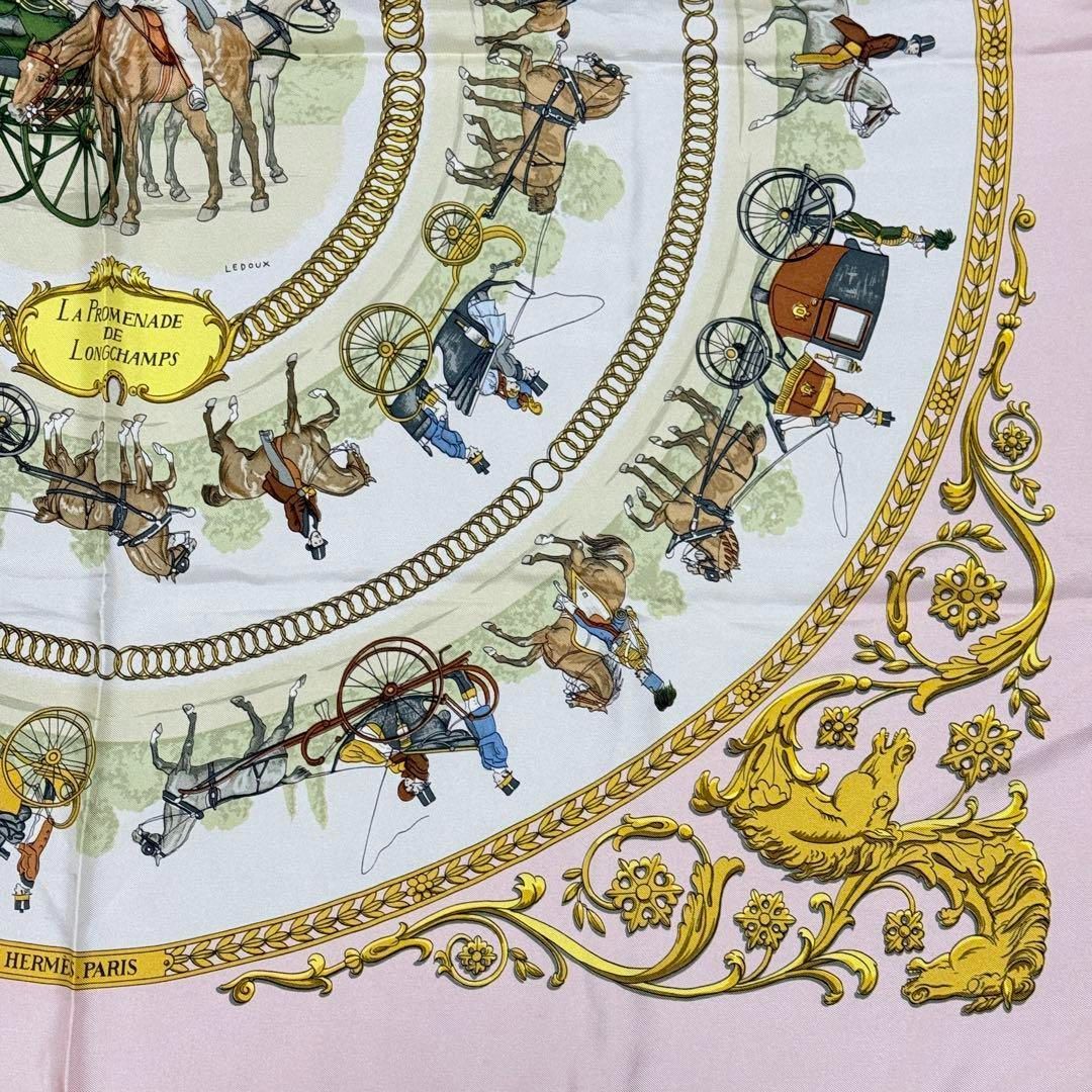 正規品 HERMES エルメス カレ90 ロンシャンへの散歩 シルク スカーフ
