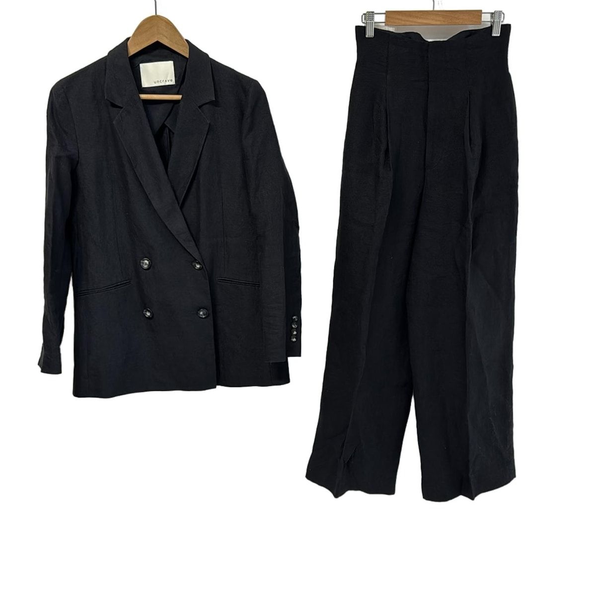 uncrave アンクレイヴ レディースパンツスーツ レディース - 黒 麻|ダブル