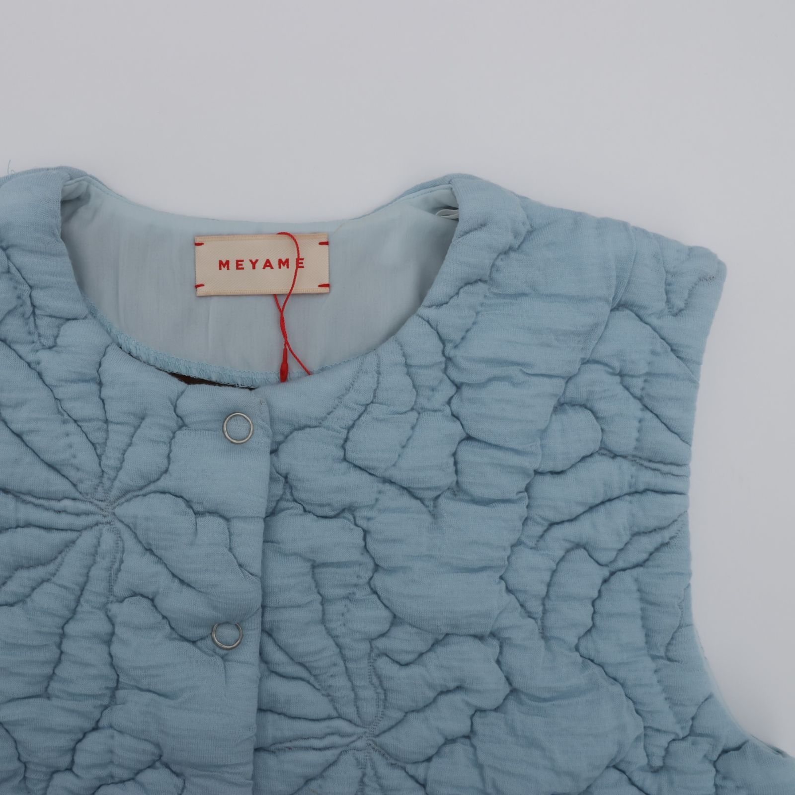 MEYAME メヤメ FLOWER QUILTING VEST LIGHT BLUE フラワー