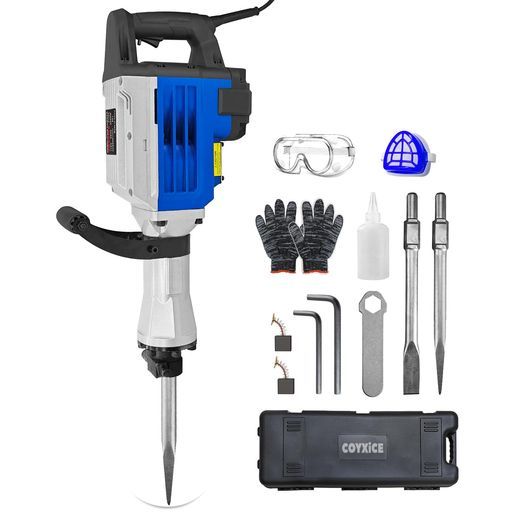 COYXiCE電動コンクリート破砕機はつり3000Wコンクリートハンマー回転数2000r|min電動さく岩機ハンマー打撃エネルギー50J重型ハンマードリルハツリ機混凝土ブロックレンガ瓦などの材料の解体…