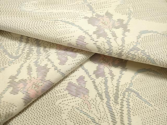 平和屋着物○本場大島紬 白大島 草花文 正絹 逸品 未使用 DAAS2314tw