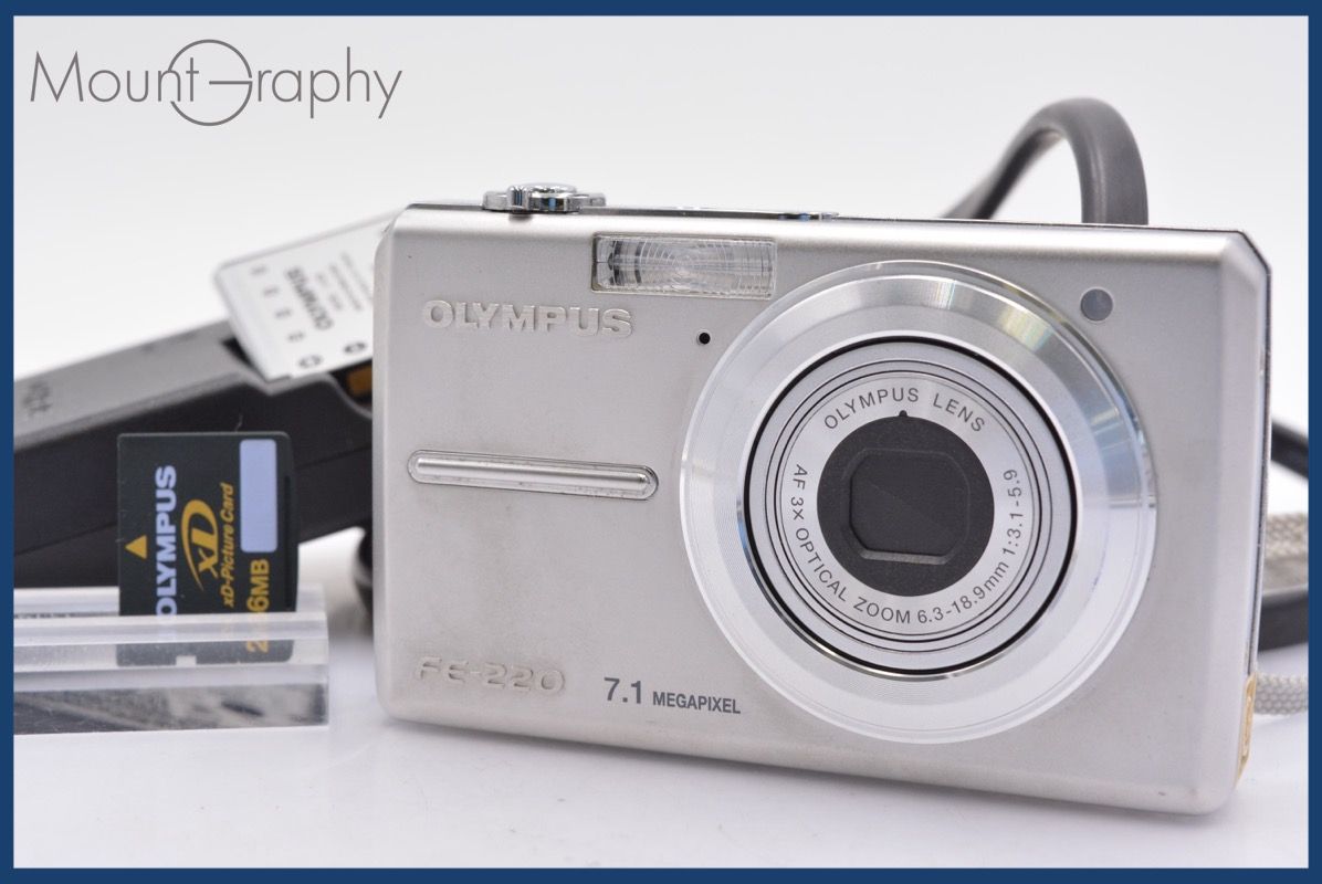 上 オリンパス Olympus FE-220 3x バッテリー 充電器 メモリーカード付属 完動 同梱可 yk2676