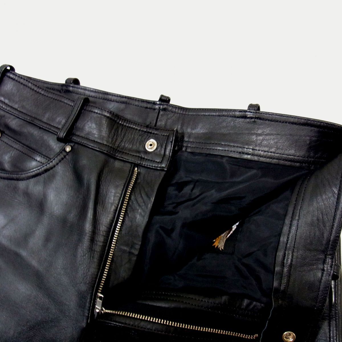 定価4万 HARLEY DAVIDSON ハーレーダビットソン 本革 肉厚レザーパンツ ストレートボトム 黒 メンズ W34 バイク