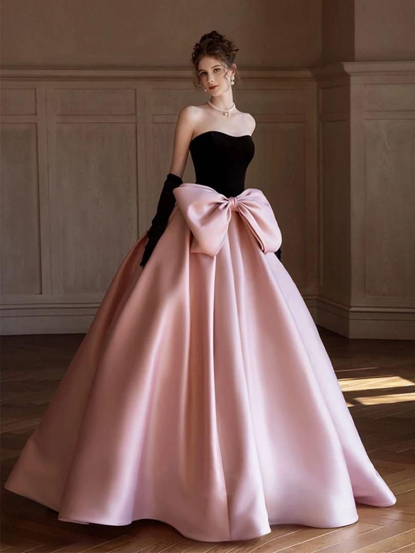 ♥ ビックリボンが可愛いドレス お色直しや前撮り用にも 手袋とパニエ付き♪