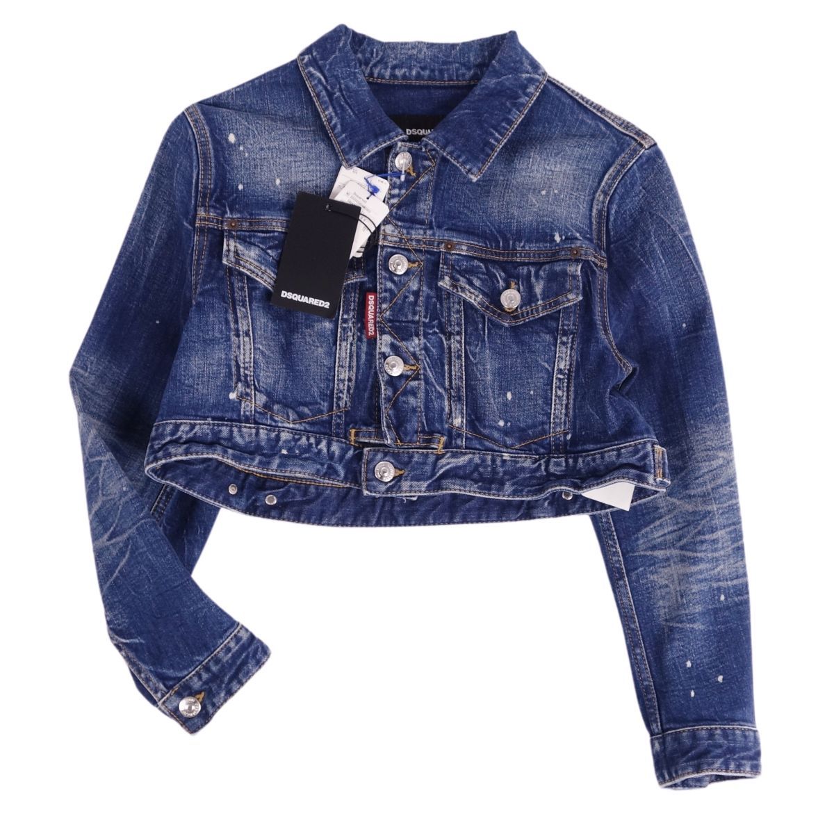 DSQUARED2 - 未使用 ディースクエアード DSQUARED2 ジャケット デニムジャケット 2020年 クロップド バックプリント アウター レディース 36(S相当) インディゴブルー DSQUARED2 - 未使用 ディースクエアード DSQUARED2 ジャケット