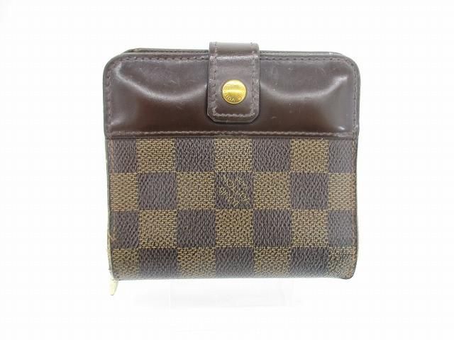 美品 ルイヴィトン ダミエ エベヌ コンパクトジップ 二つ折り財布 742 訳あり ルイヴィトン LOUIS VUITTON ダミエ エベヌ コンパクト