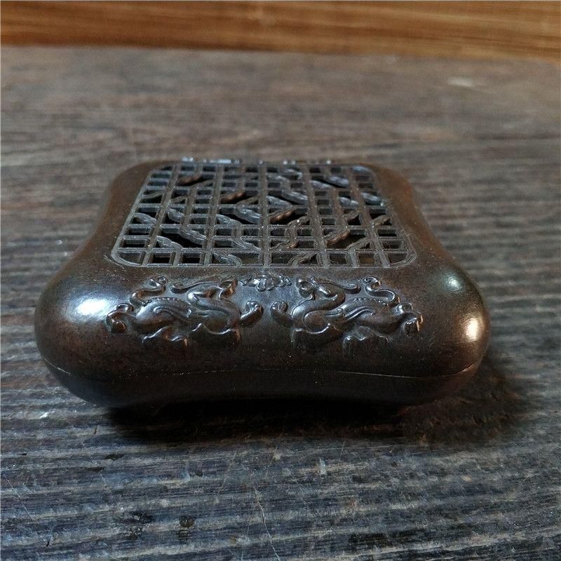 銅細工 銅香炉 四方双龍香薫炉 香道具 装飾品 工芸品 美術品 置物 銅細工 銅香炉 四方双龍香薫炉 香道具 装飾品 工芸品