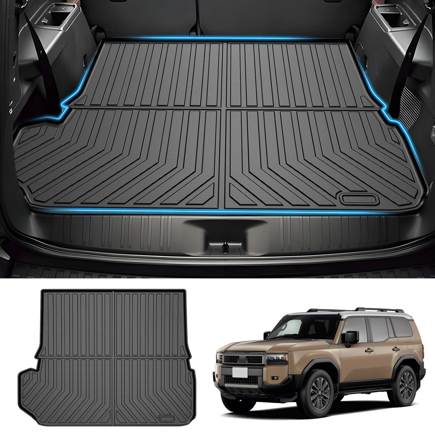 GIMUYA トヨタ ランクル ランドクルーザー 250系 ラゲッジマット 3D 7人乗り 防水 立体構造 GDJ250W TRJ250W ZX VX 2025年4月～現行 トランクマット カーマット 設計 TPE材質 アクセサリー 内装 カ