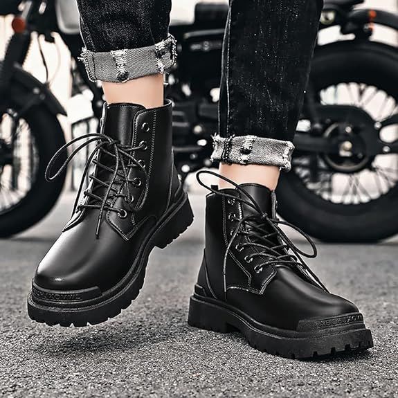 ZKGK] バイクブーツ メンズ ショートブーツ ライディングブーツ サイド  