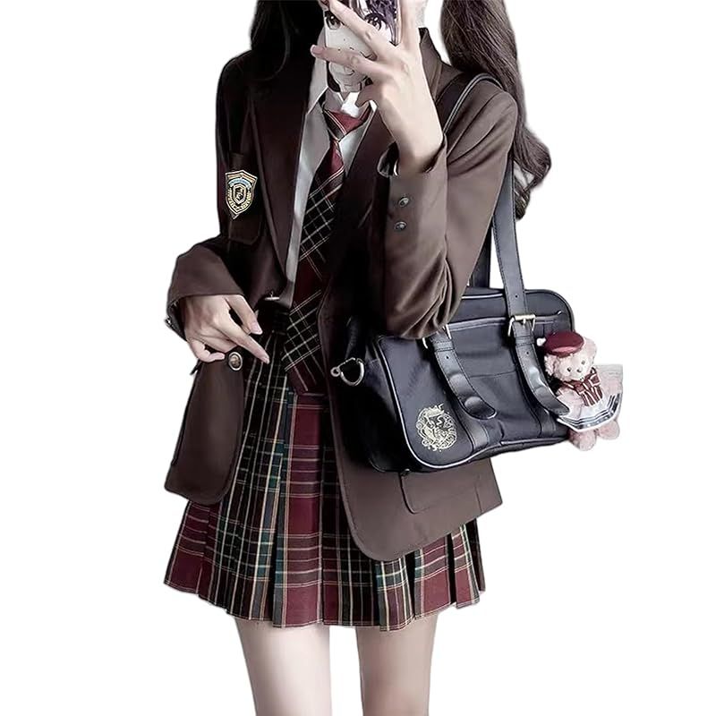 KALAOK コスプレ 制服 ブレザー 女子高校生 jk 制服5点セット 学生服 スクール 入学式 卒業式 学園祭 パーティ brown L 0