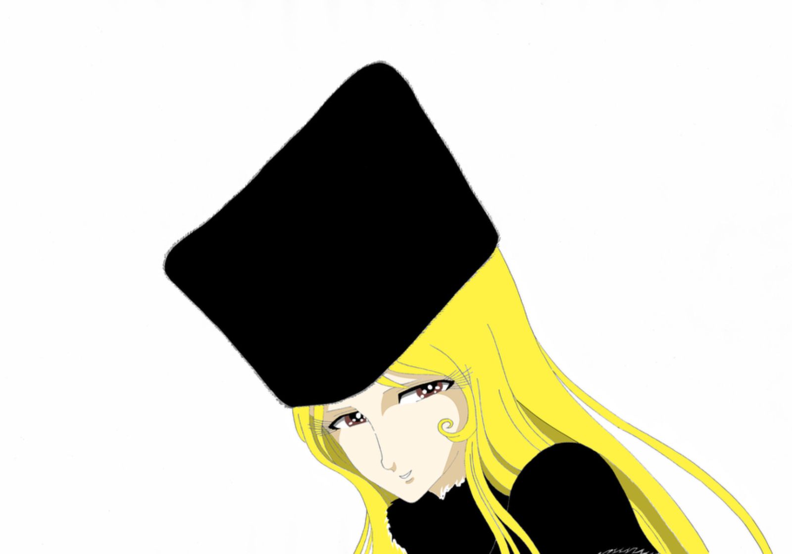 銀河鉄道999・メーテル・手描きイラスト・A5・モノクロ 手描き