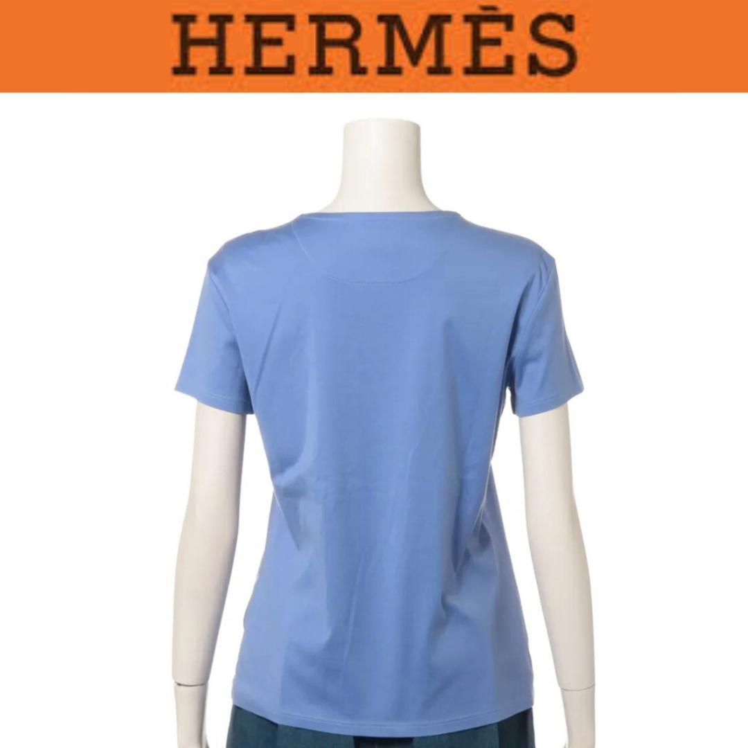 HERMES エルメス レディース コットン Tシャツ ライトブルー WWW_OLIVIERBERNSTEIN_COM