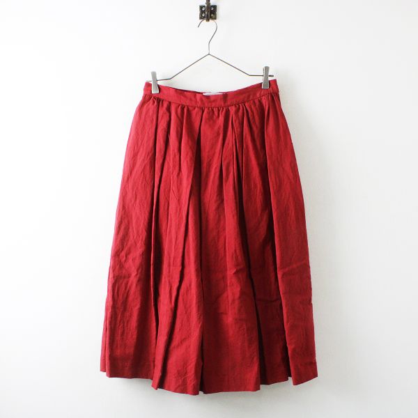 美品 YAECA ヤエカ 98662 TUCK SKIRT コットンリネン タックスカート M