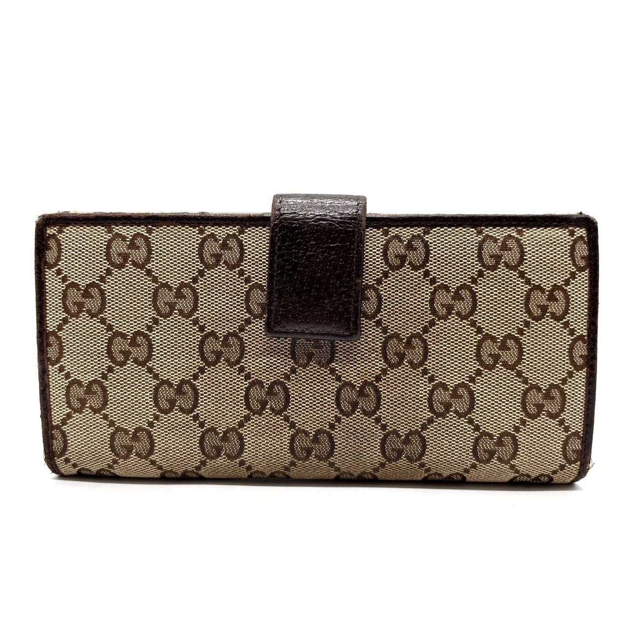 GUCCI グッチ 二つ折り財布 ブラウン GG 本革 レザー オールレザー ✨良品✨ GUCCI グッチ 長財布 二つ折り GG柄 キャンバス レザー