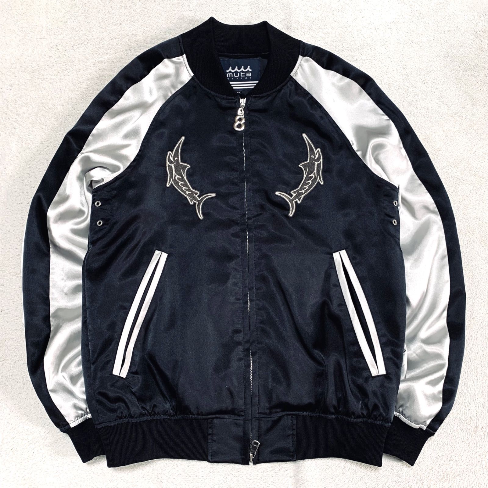 muta MARINE Fishing × ACANTHUS SOUVENIR JKT スカジャン スーベニアジャケット 両面刺繍 ロゴ カジキ Mサイズ ブラック 黒 ムータマリンフィッシング アカンサス