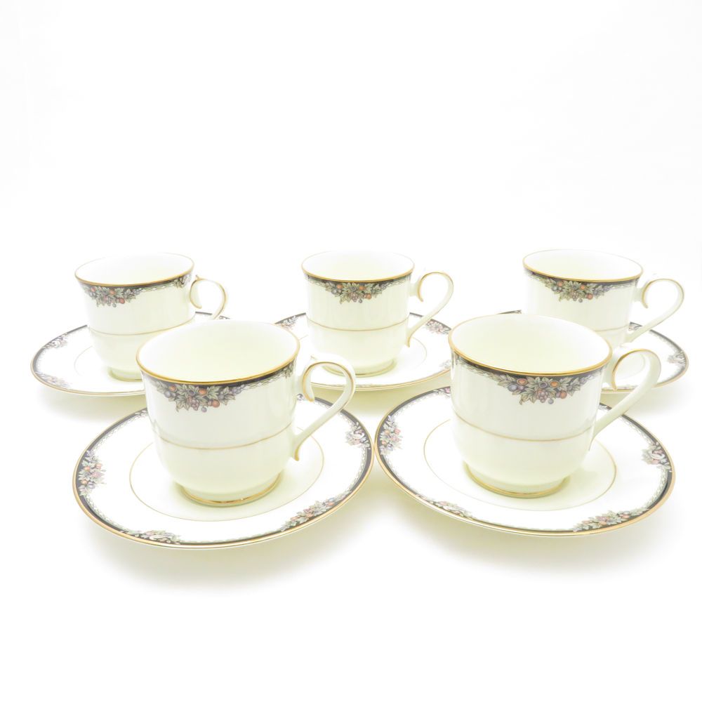 美品 Noritake ノリタケ フィルハーモニック カップ＆ソーサー 5客 セット ティー コーヒー SM2729B4