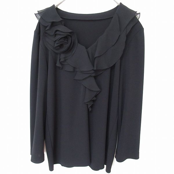 ピエールバルマン PIERRE BALMAIN ヴィンテージ ブラウス カシュクール 総柄 シフォン 紫 パープル レディース ピエールカルダン pierrecardin フリル オーバーブラウス 7分袖