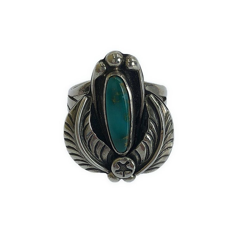 Indian Jewelry / インディアンジュエリー | turquoise stamped ring c.1980 / R.abeya リング | ターコイズ/シルバー | メンズ Indian Jewelry / インディアンジュエリー | turquoise stamped ring c