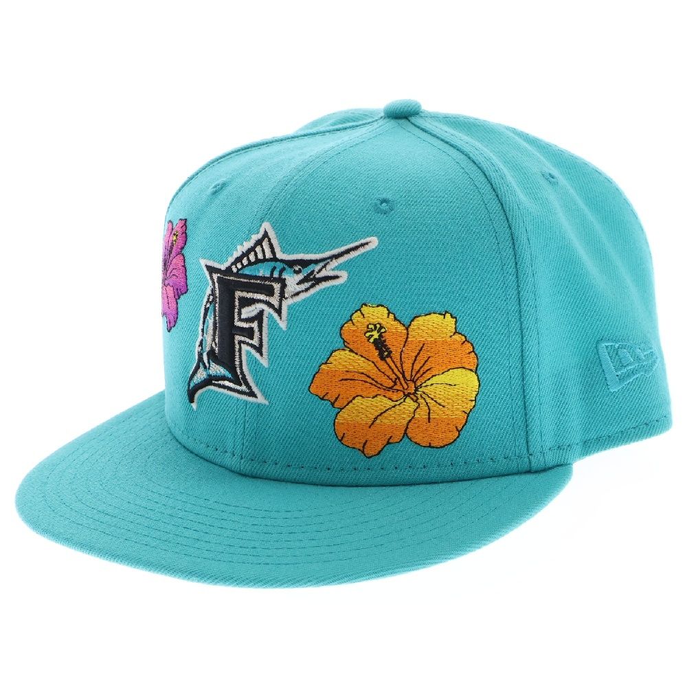NEW ERA (ニューエラ) ×Miami Marlins 59FIFTY 100th Anniversary マイアミマーリンズ 100周年 アニバーサリー ベースボールキャップ 帽子 ブルー
