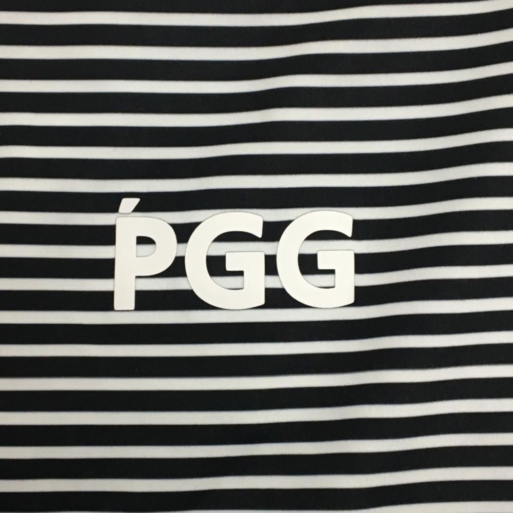 超 PGGパーリーゲイツ 半袖ハイネックシャツ 黒×白 ボーダー メンズ 4 M ゴルフウェア PEARLY GATES LLC-HASEGAWATOSO_COM