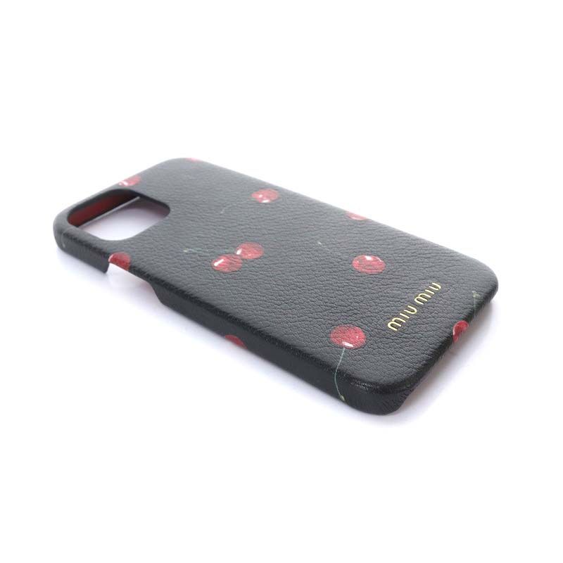 MIUMIU iPhone12 ケース さくらんぼ チェリー 黒 ブラック MIUMIU iPhone12 ケース さくらんぼ チェリー 黒 ブラック