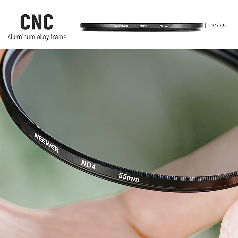 NEEWER 55mm NDレンズフィルターキット: ND2 ND4 ND8 ND16、レンズクリーニングペン、フィルターポーチNDフィルターとアクセサリーキット 55mmレンズ付きDSLRカメラに対応 1