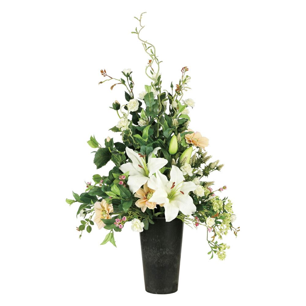 アートフラワー 造花 スタイリッシュカサブランカ〔テーブルタイプ〕人気作品/光触媒 観葉植物 ウンベラータ フェイクグリーン 花 胡蝶蘭 開店祝い 開業祝い 誕生祝い 造花 アートフレーム