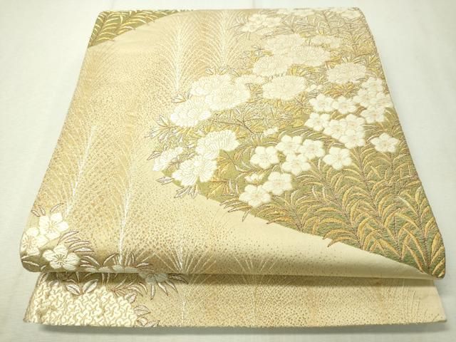 平和屋着物▽六通柄袋帯 唐織 蒔絵の調べ 金銀糸 正絹 逸品