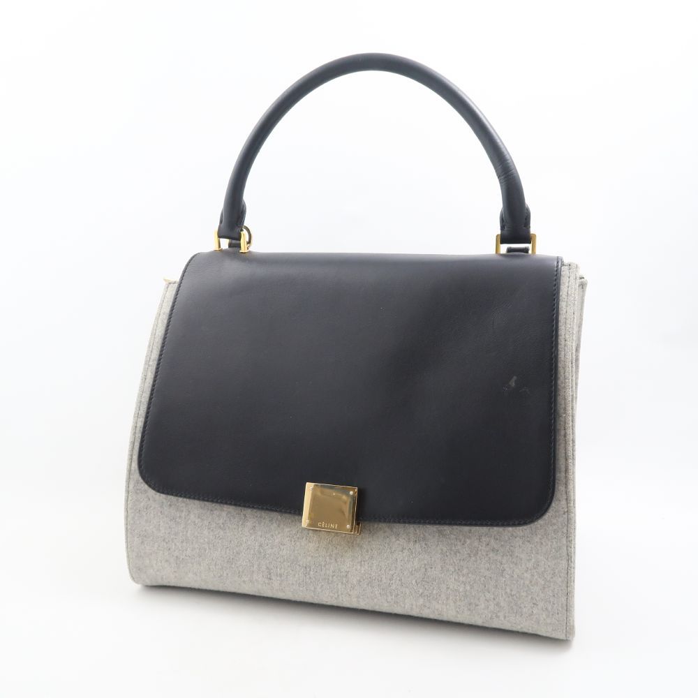 CELINE セリーヌ トラペーズ ミディアム ハンドバッグ レザー