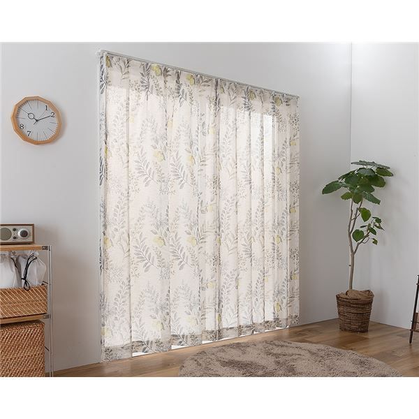 レースカーテン 幅150cm×丈183cm グリーン 1枚 洗える アジャスターフック付き シャンヌ GYBE リビング ダイニング