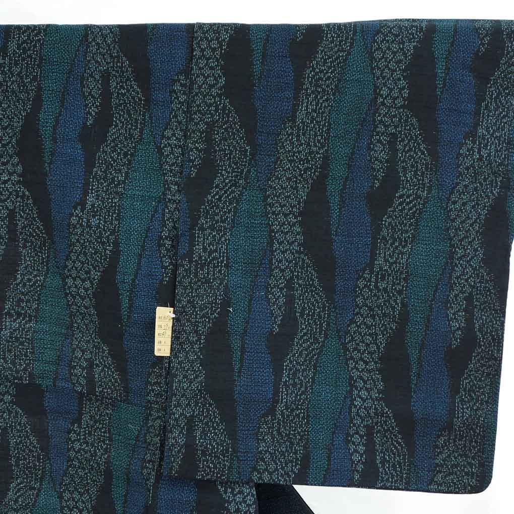 紬 身丈160cm 裄63cm 前幅27cm 後幅31cm 袖丈47cm 袖幅32cm レディース 単衣 連続模様 裄Mサイズ 初夏 初秋用 正絹 シルク ネイビー リメイク リユース リサイクル 呉服のきくや WWW_OLIVIERBERNSTEIN_COM