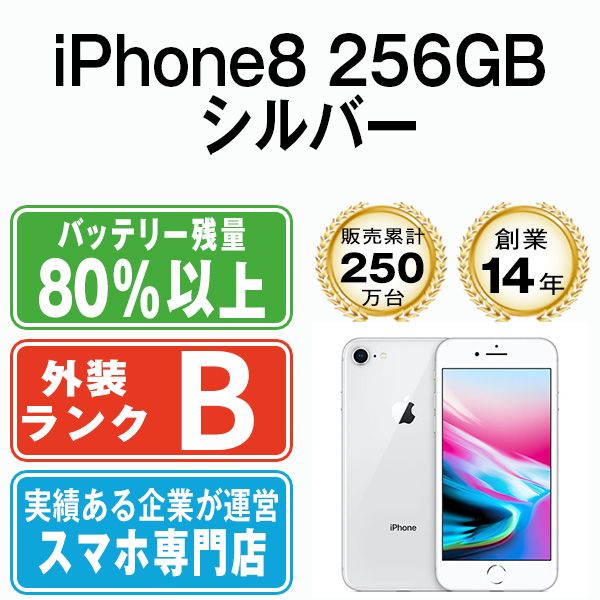 スマートフォン本体バッテリー90%以上  iPhone8 64GB シルバー 本体 au Aランク スマホ iPhone 8 アイフォン アップル apple  【送料無料】 ip8mtm733anb