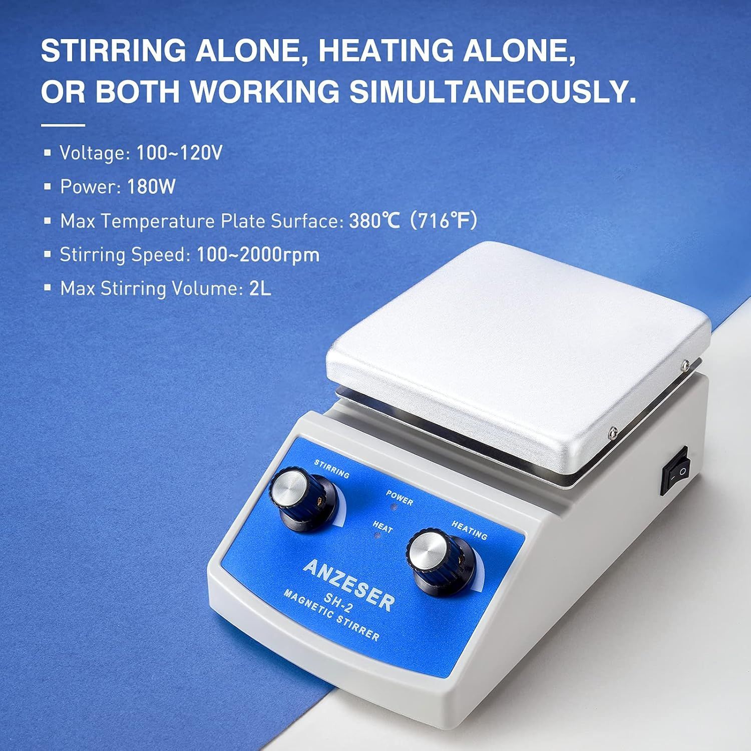 2000rpm 180W加熱電力380°C