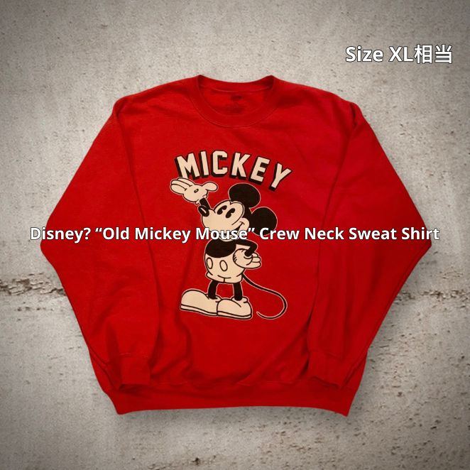 Disney? “Old Mickey Mouse” Crew Neck Sweat Shirt ディズニー ミッキーマウス クルーネックスウェット  レッド XLサイズ相当 ドロップショルダー オーバーサイズ オールドミッキー - 古着屋 FRONTLINE - メルカリ