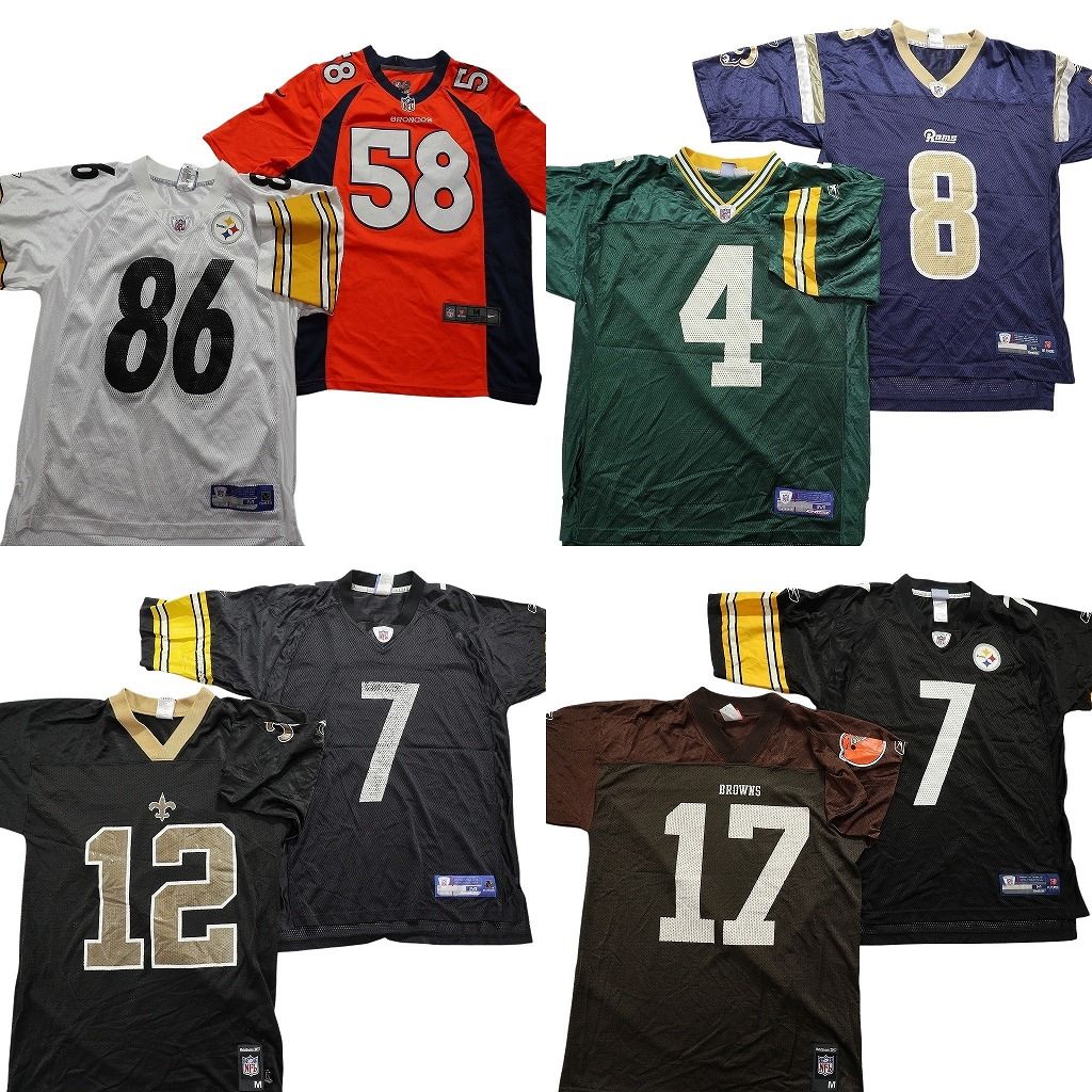 古着卸 NFL ゲームシャツ ユニフォーム 8枚セット メンズ Ｍ ブラウンズ スティーラーズ セインツ ナイキ 古着 NA6203