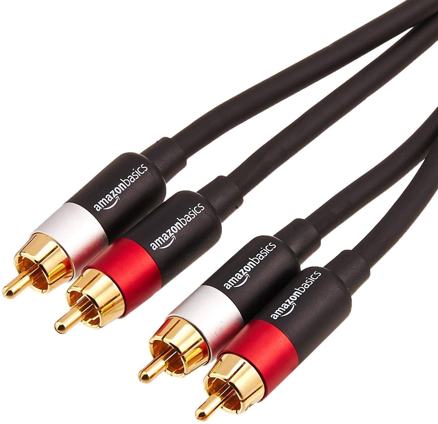 【特価商品】ベーシック RCAオーディオケーブル 1.2m（2RCAオス - 2RCAオス）ピーカー用 ブラック