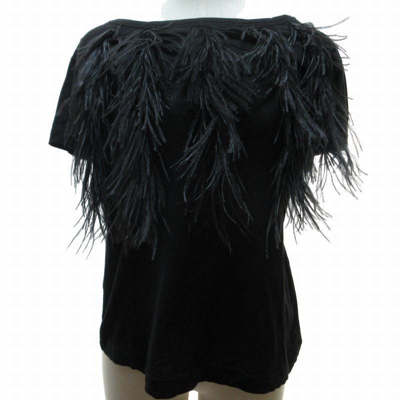 ヌメロヴェントゥーノ N°21 美品 Tシャツ カットソー フェザー 半袖 黒  