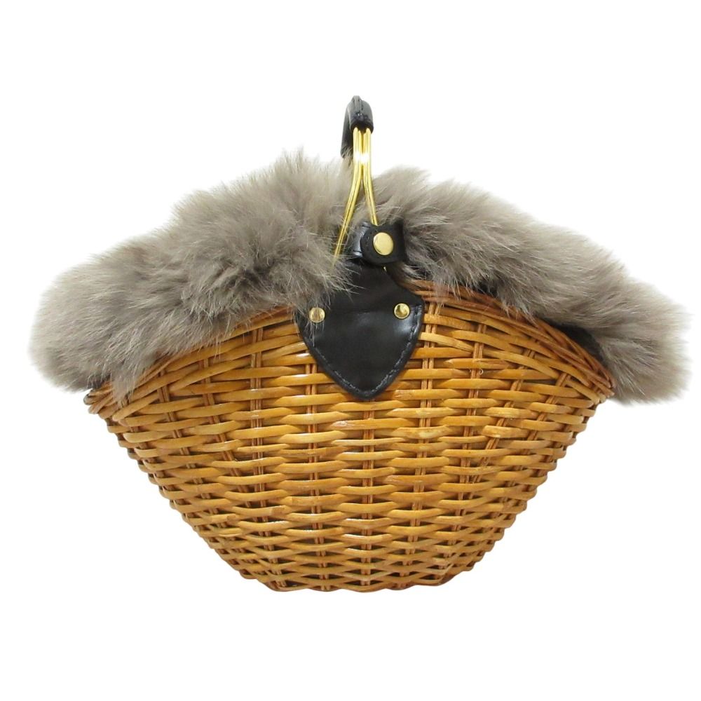 VIOLAd ORO ヴィオラドーロ フォックスファー かごバッグ V-8155 ナチュラル レディース 古着