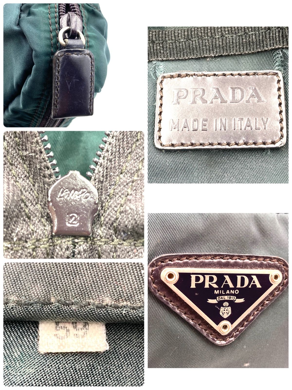 美品 PRADA プラダ ポーチ 三角プレート テスート 白タグ コスメポーチ 美品 PRADA プラダ ポーチ 三角プレート テスート 白タグ コスメ