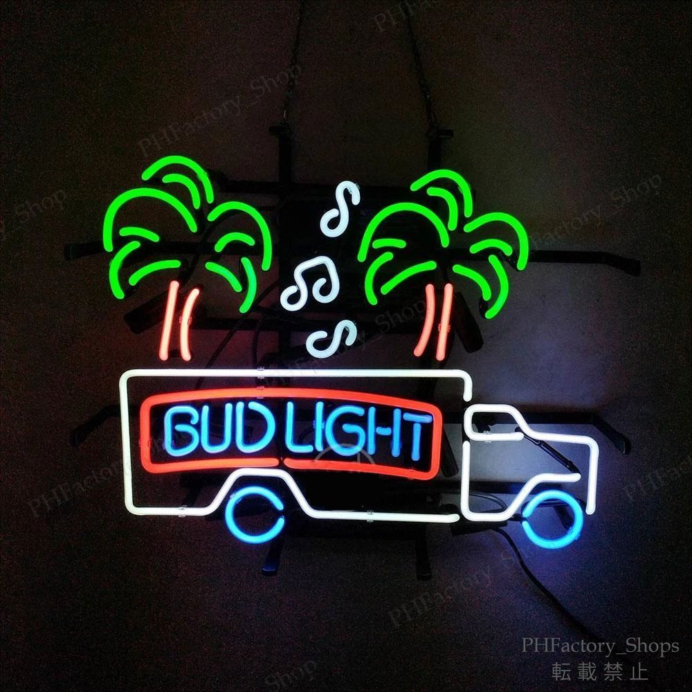 ネオンサイン BUD Light ネオン管パームツリー ネオンライト 壁飾り 店舗装飾 室内装飾 ネオン看板 店舗 インテリア 壁掛け 広告看板 43x35cm A305