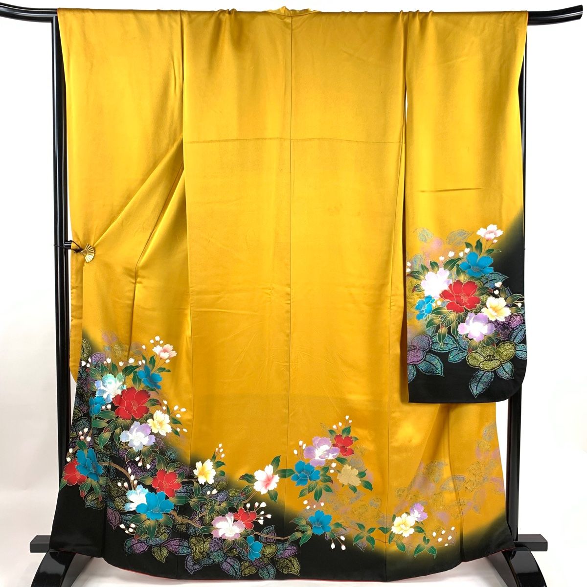 振袖 身丈154cm 裄丈63cm S 袷 御所車 花鳥 金銀彩 金糸 ピンク
