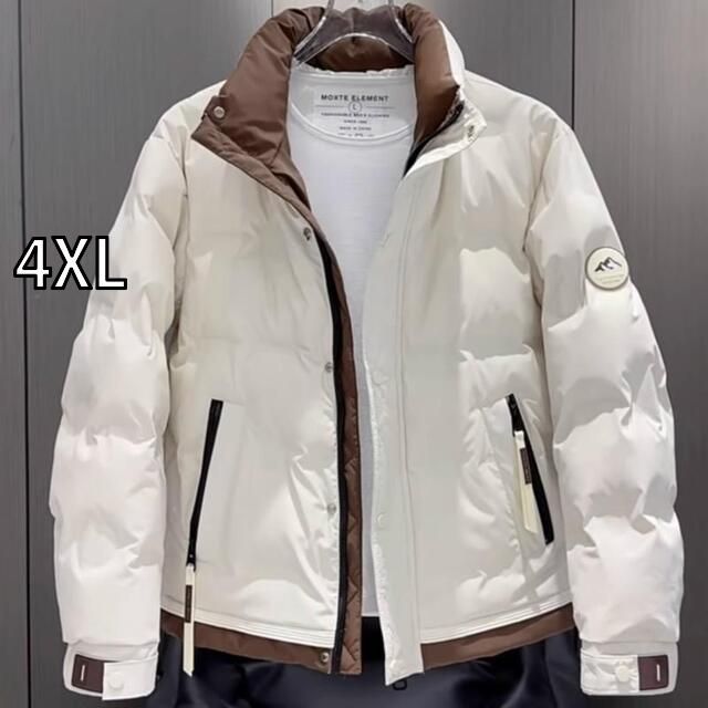 4XL 秋冬 コーデ メンズ 服 シンプル ファッション オシャレ 大人 かっこいい 大きいサイズ ストリート 紳士服 スタンドカラー ダウン ジャケット アウター 暖かい ホワイトダックダウン カジュアル トップス