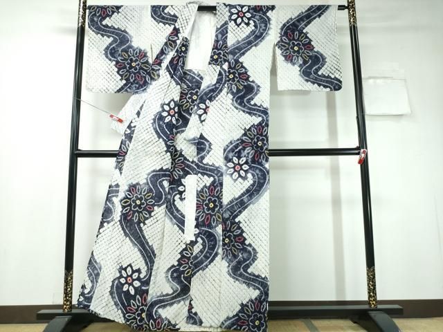 平和屋着物∴夏物 浴衣 有松鳴海絞り 流水舞花文 綿 CAAW1186ng